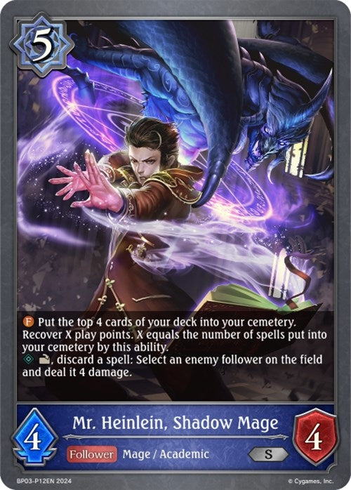 Image for Mr. Heinlein, Shadow Mage - P12EN (Foil) (BP03: Flame of Laevateinn) (BP03-P12EN) - Shadowverse: Evolve