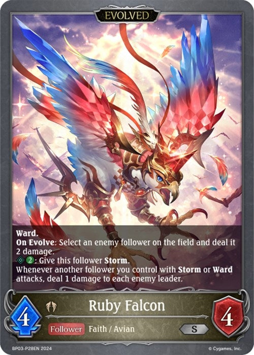 Image for Ruby Falcon (Evolved) - P28EN (Foil) (BP03: Flame of Laevateinn) (BP03-P28EN) - Shadowverse: Evolve