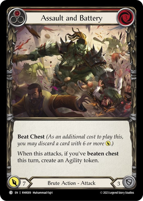 Image for Assault and Battery (Red) (Blitz Deck: Heavy Hitters - Rhinar) (RNR009) - Flesh and Blood TCG