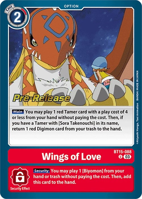 Image for Wings of love (BT15-088 U) (BT15_PR) - Digimon Card Game