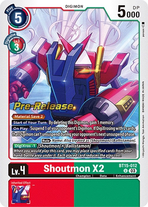 Image for Shoutmon X2 (BT15-012 U) (BT15_PR) - Digimon Card Game