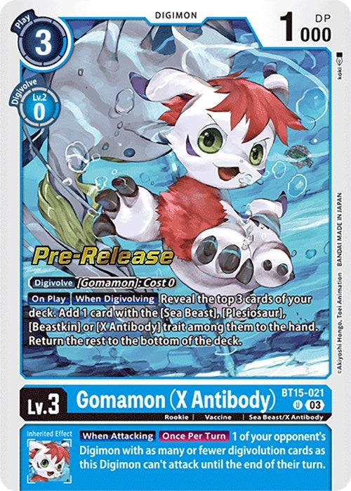 Image for Gomamon (X Antibody) (BT15-021 U) (BT15_PR) - Digimon Card Game