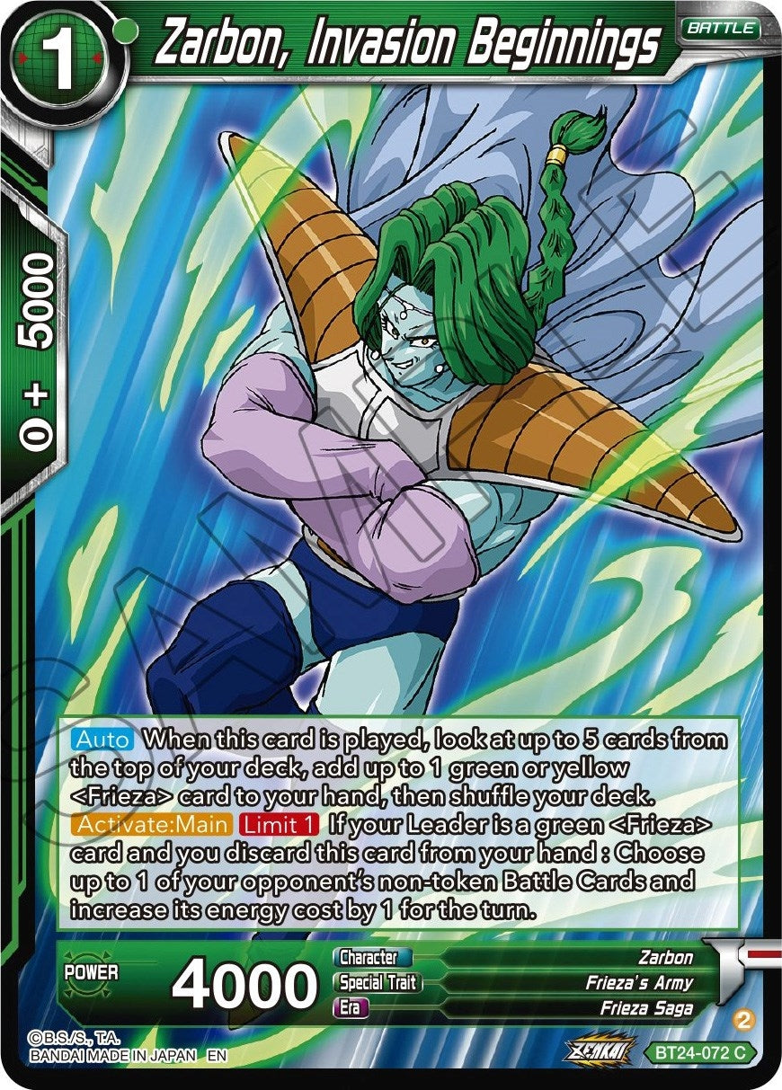 Image for Zarbon, Invasion Beginnings (Beyond Generations) (BT24-072) - Dragon Ball Super: Masters
