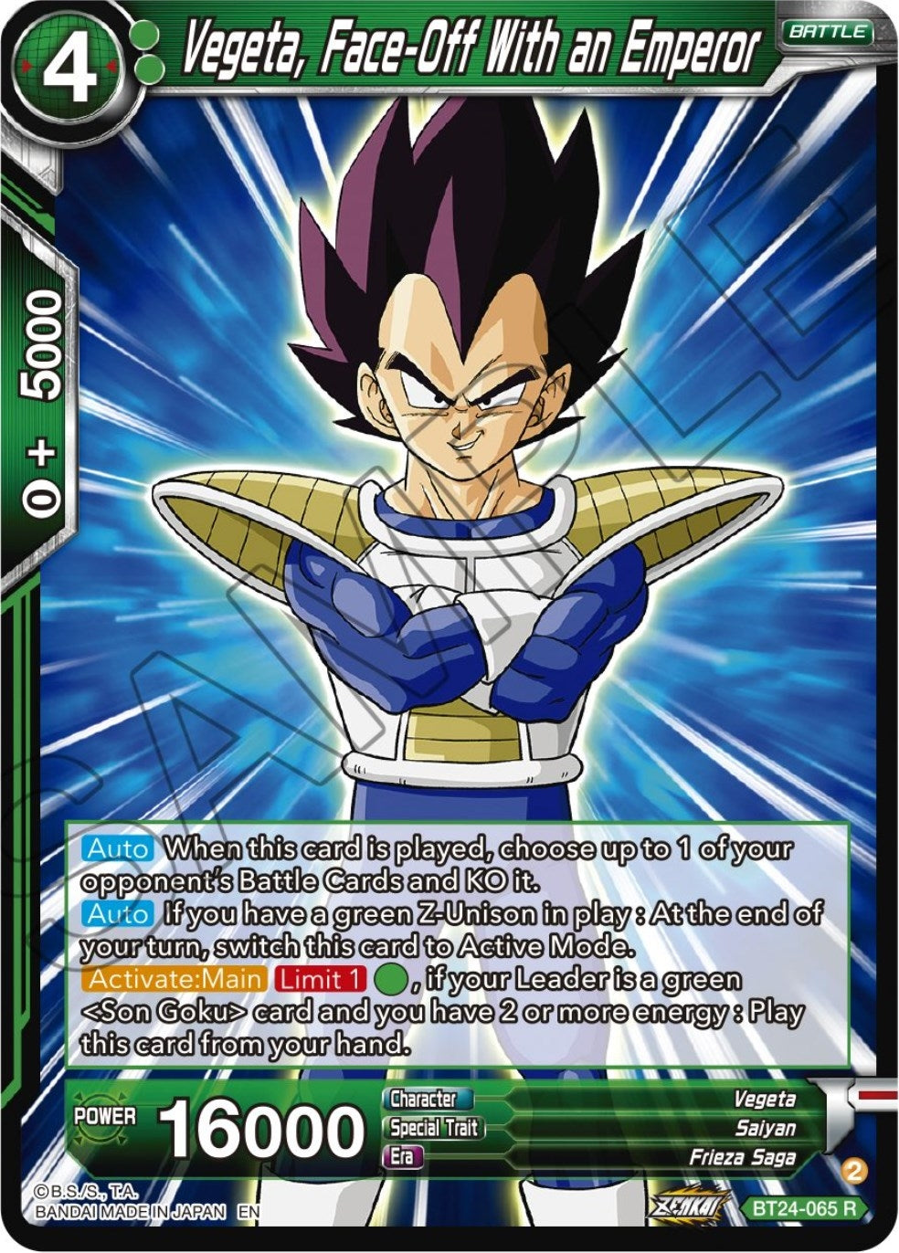 Image for Vegeta, Face-Off With an Emperor (Beyond Generations) (BT24-065) - Dragon Ball Super: Masters