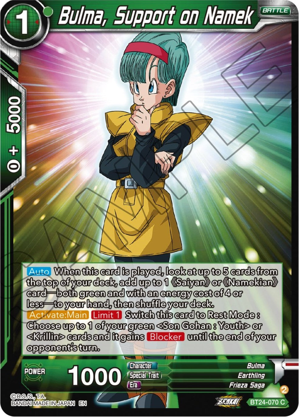 Image for Bulma, Support on Namek (Beyond Generations) (BT24-070) - Dragon Ball Super: Masters