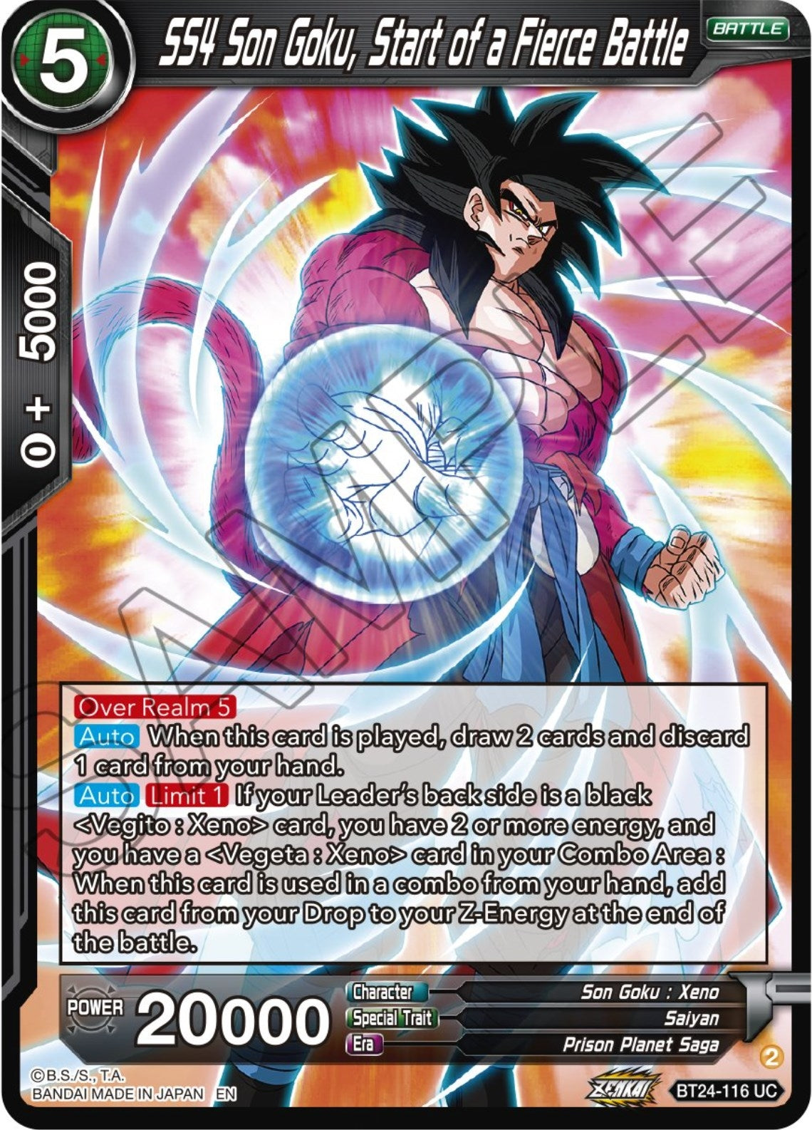 Image for SS4 Son Goku, Start of a Fierce Battle (Beyond Generations) (BT24-116) - Dragon Ball Super: Masters