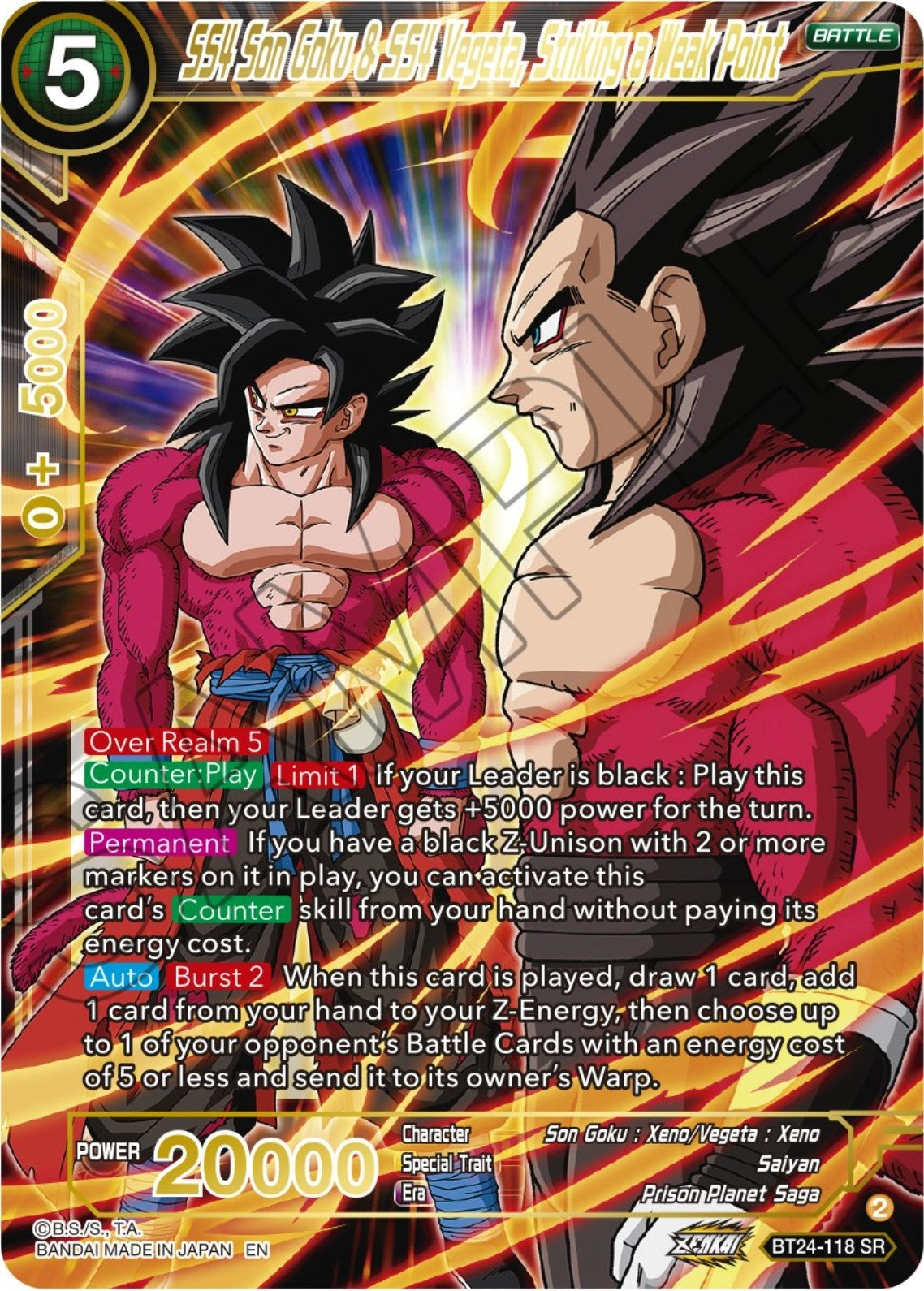 Image for SS4 Son Goku & SS4 Vegeta, Striking a Weak Point (Beyond Generations) (BT24-118) - Dragon Ball Super: Masters