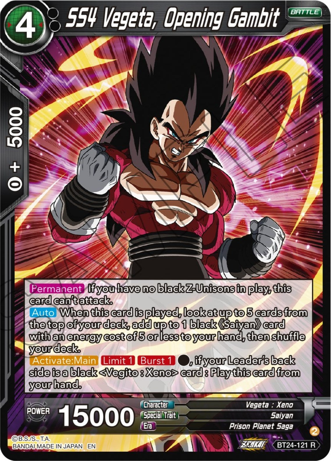 Image for SS4 Vegeta, Opening Gambit (Beyond Generations) (BT24-121) - Dragon Ball Super: Masters