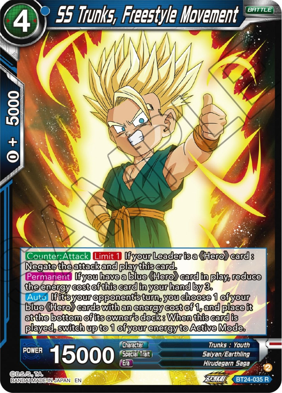 Image for SS Trunks, Freestyle Movement (Beyond Generations) (BT24-035) - Dragon Ball Super: Masters