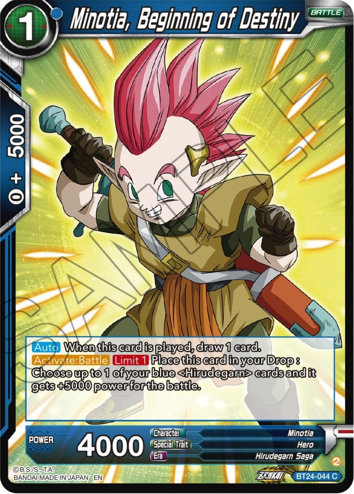 Image for Minotia, Beginning of Destiny (Beyond Generations) (BT24-044) - Dragon Ball Super: Masters
