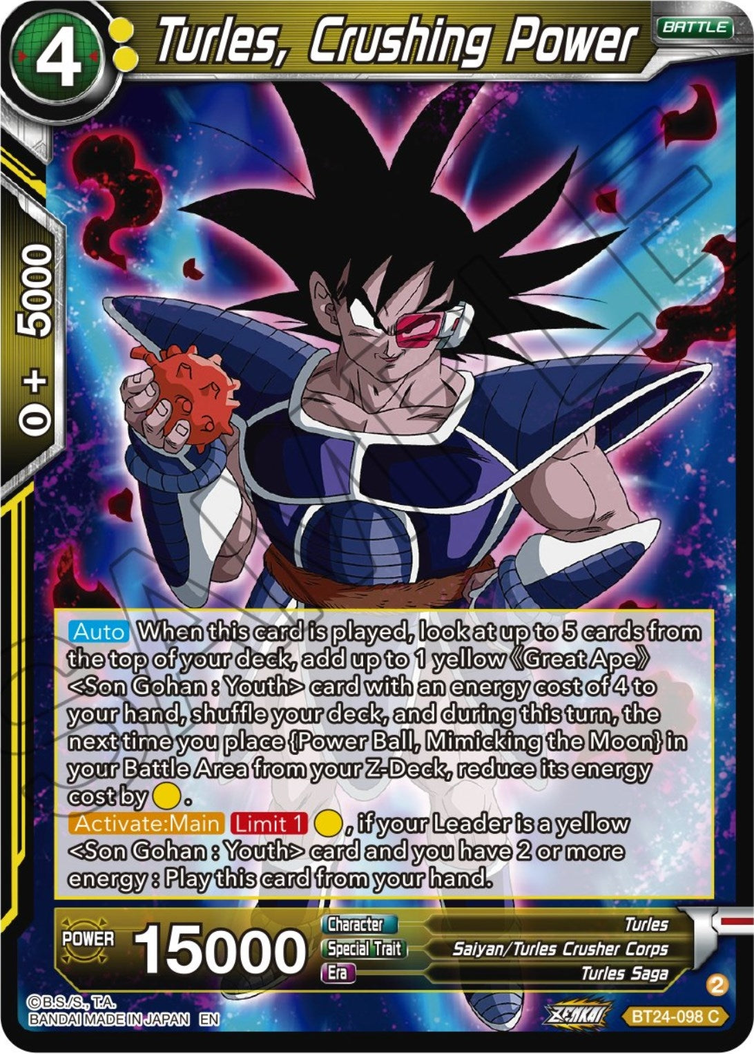 Image for Turles, Crushing Power (Beyond Generations) (BT24-098) - Dragon Ball Super: Masters