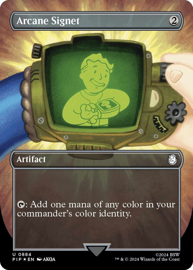 Image for Arcane Signet (Borderless) (Surge Foil) (Universes Beyond: Fallout) (884) - Magic: The Gathering