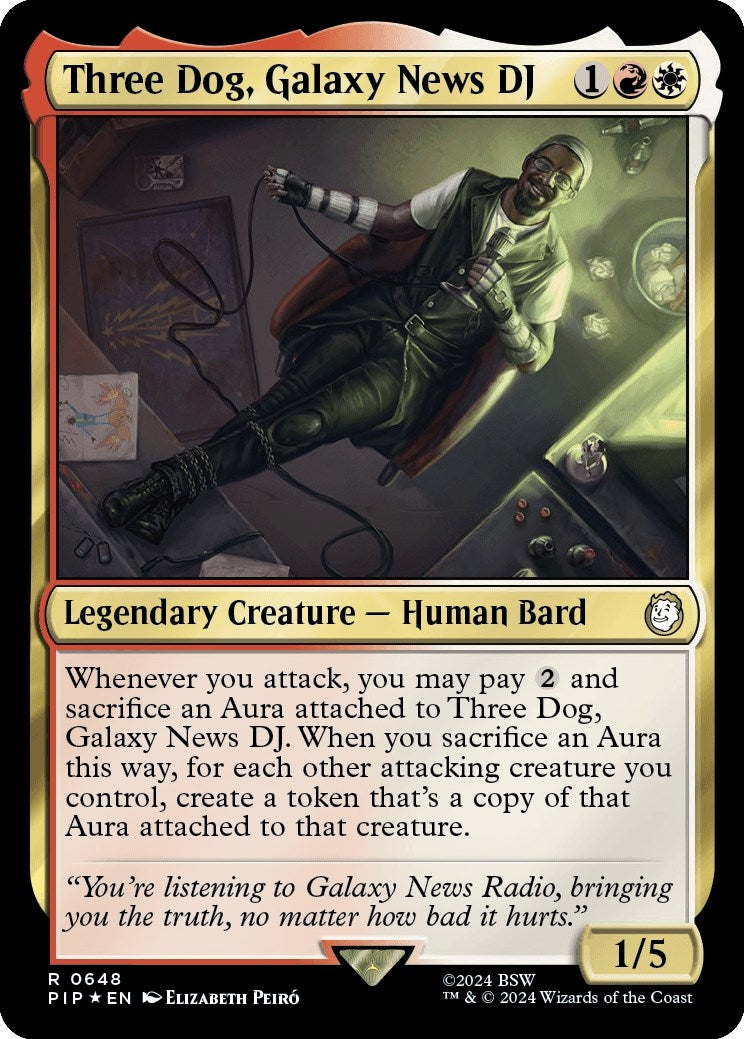 Image for Three Dog, Galaxy News DJ (Surge Foil) (Universes Beyond: Fallout) (648) - Magic: The Gathering