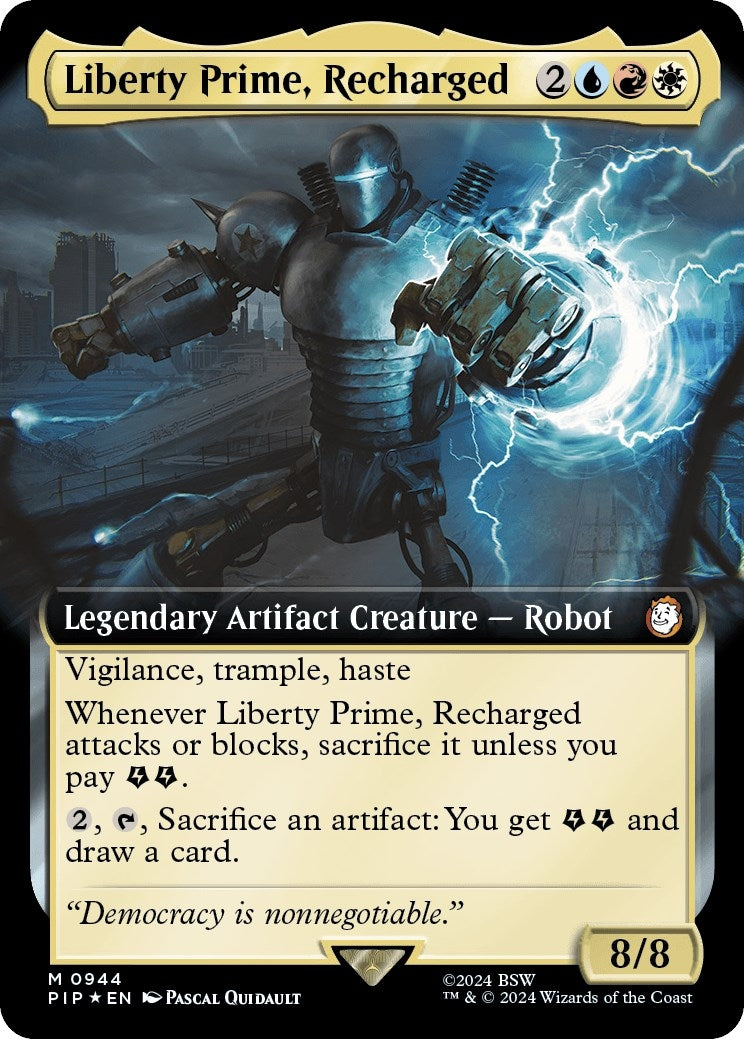 Image for Liberty Prime, Recharged (Extended Art) (Surge Foil) (Universes Beyond: Fallout) (944) - Magic: The Gathering