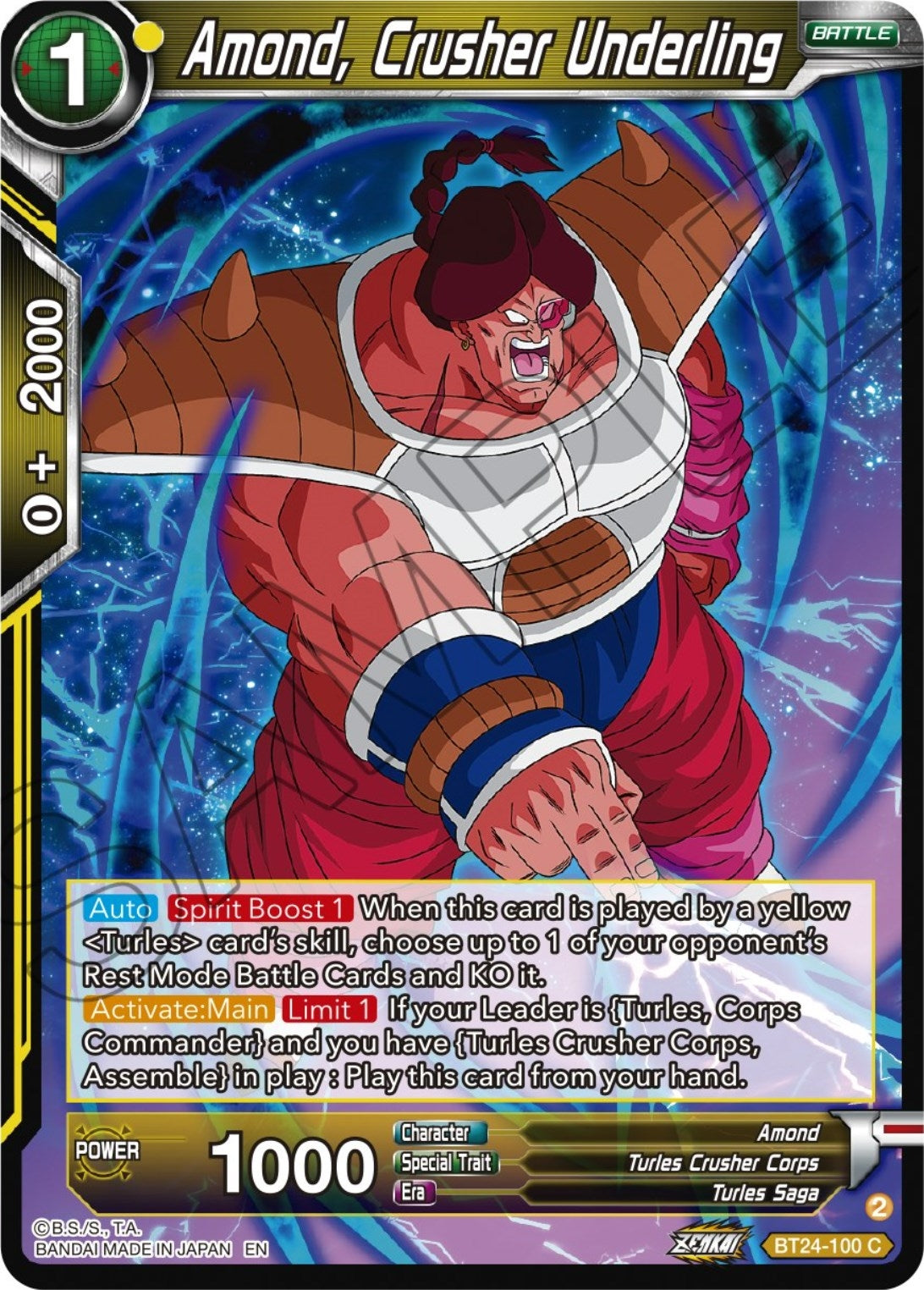 Image for Amond, Crusher Underling (Beyond Generations) (BT24-100) - Dragon Ball Super: Masters