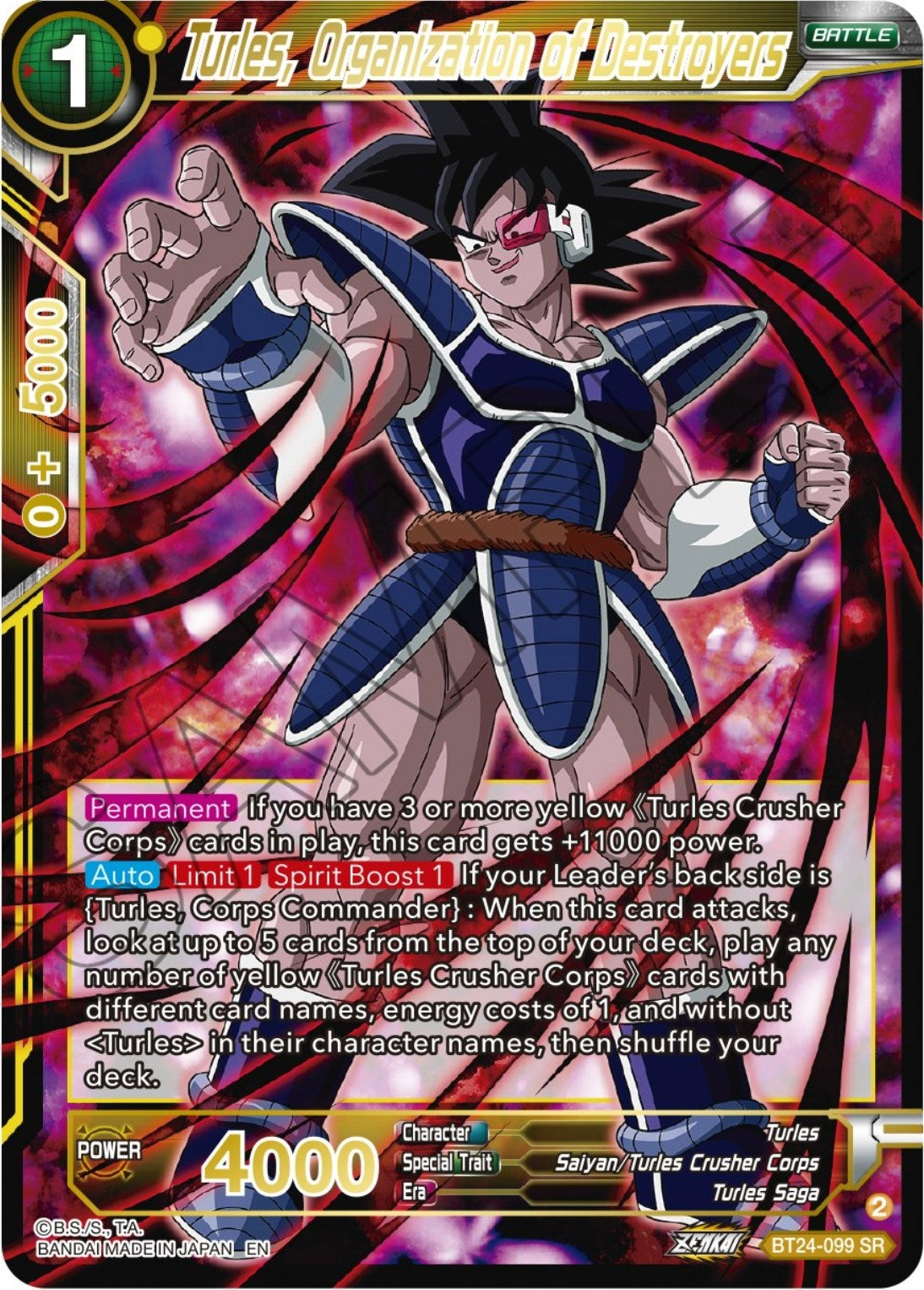 Image for Turles, Organization of Destroyers (Beyond Generations) (BT24-099) - Dragon Ball Super: Masters