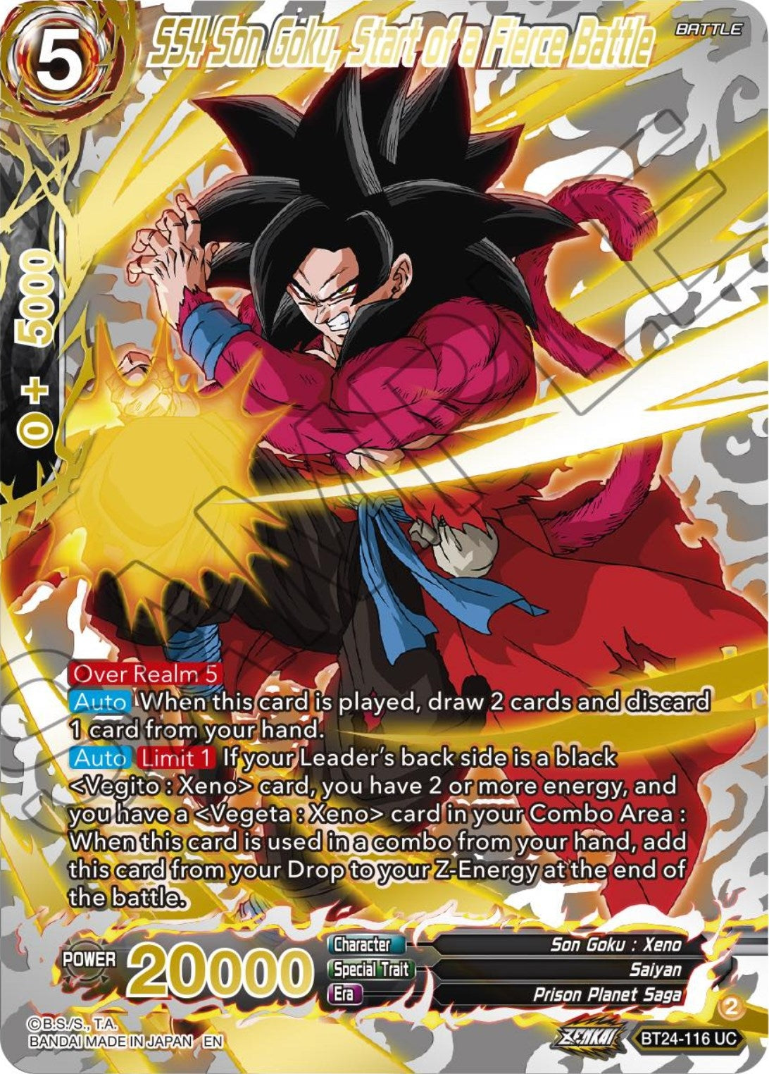 Image for SS4 Son Goku, Start of a Fierce Battle (Collector Booster Gold) (Beyond Generations) (BT24-116) - Dragon Ball Super: Masters