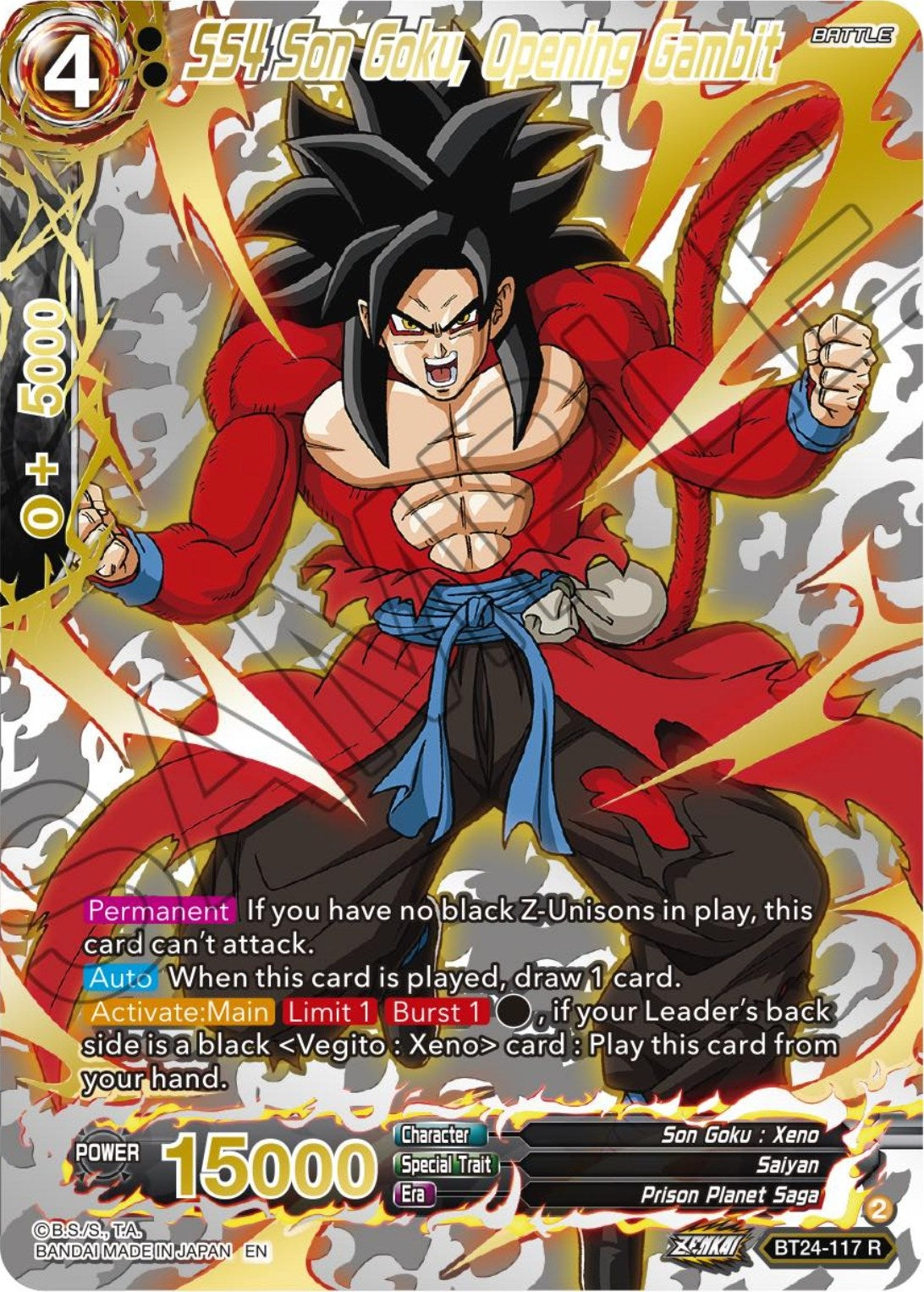 Image for SS4 Son Goku, Opening Gambit (Collector Booster Gold) (Beyond Generations) (BT24-117) - Dragon Ball Super: Masters