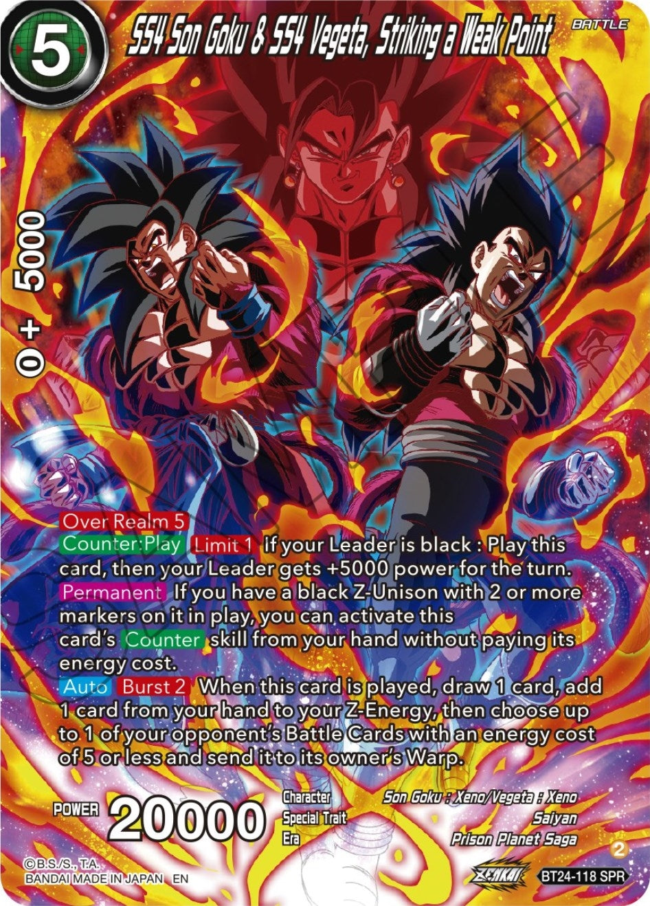Image for SS4 Son Goku & SS4 Vegeta, Striking a Weak Point (SPR) (Beyond Generations) (BT24-118) - Dragon Ball Super: Masters