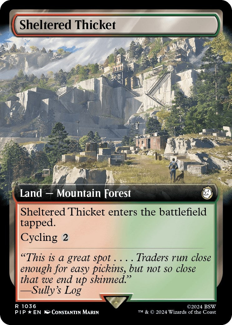 Image for Sheltered Thicket (Extended Art) (Surge Foil) (Universes Beyond: Fallout) (1036) - Magic: The Gathering