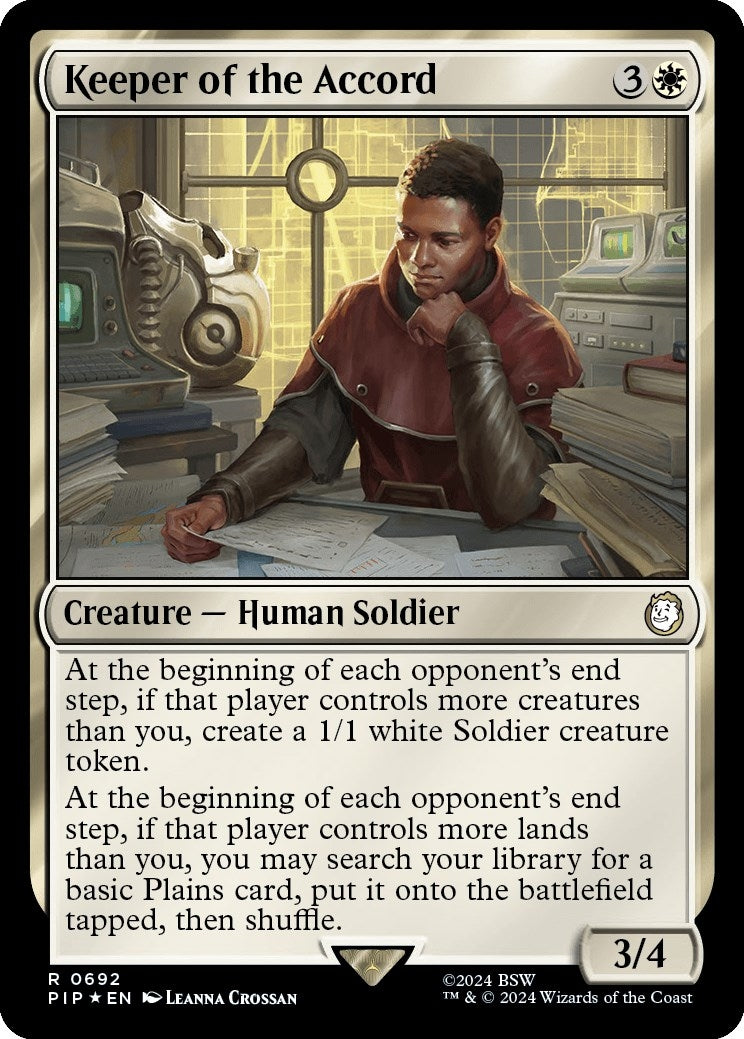 Image for Keeper of the Accord (Surge Foil) (Universes Beyond: Fallout) (692) - Magic: The Gathering
