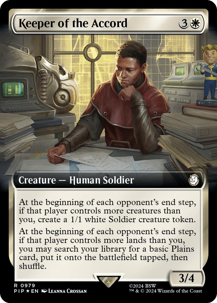 Image for Keeper of the Accord (Extended Art) (Surge Foil) (Universes Beyond: Fallout) (979) - Magic: The Gathering