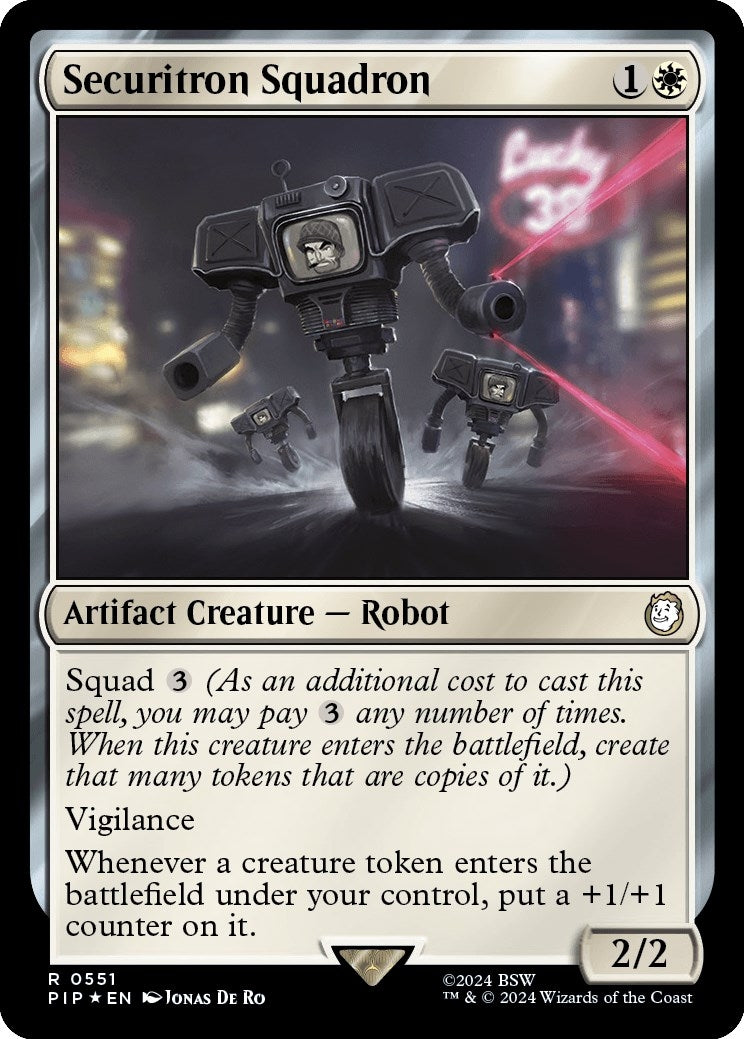 Image for Securitron Squadron (Surge Foil) (Universes Beyond: Fallout) (551) - Magic: The Gathering