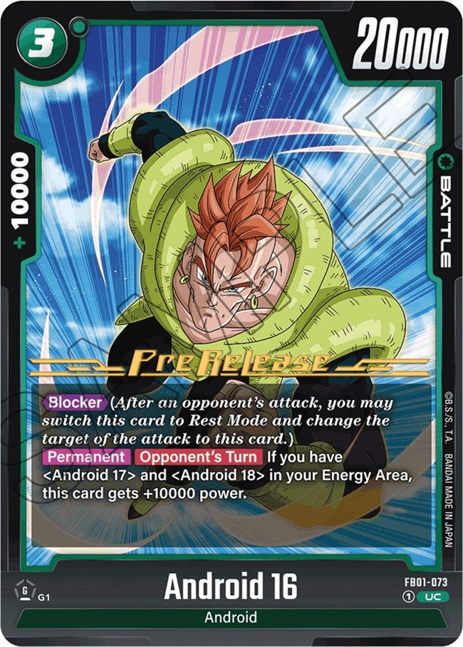 Image for Android 16 - FB01-073 (Awakened Pulse Pre-Release Cards) (FB01-073) - Dragon Ball Super: Fusion World