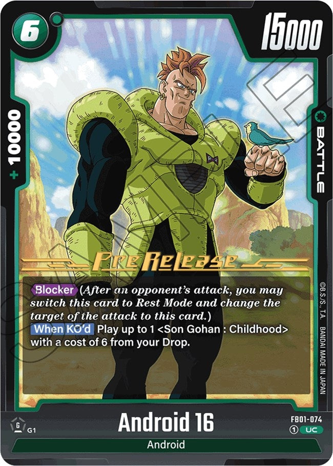 Image for Android 16 - FB01-074 (Awakened Pulse Pre-Release Cards) (FB01-074) - Dragon Ball Super: Fusion World