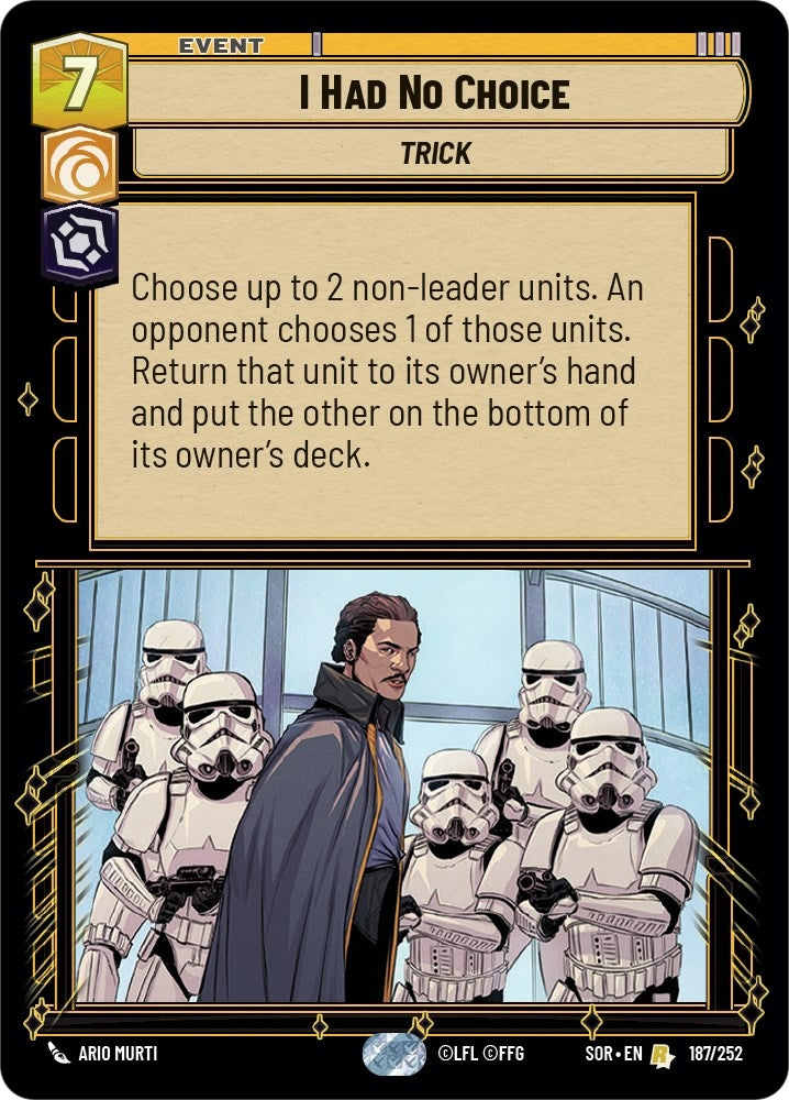 Image for I Had No Choice (Spark of Rebellion) (187/252) - Star Wars: Unlimited