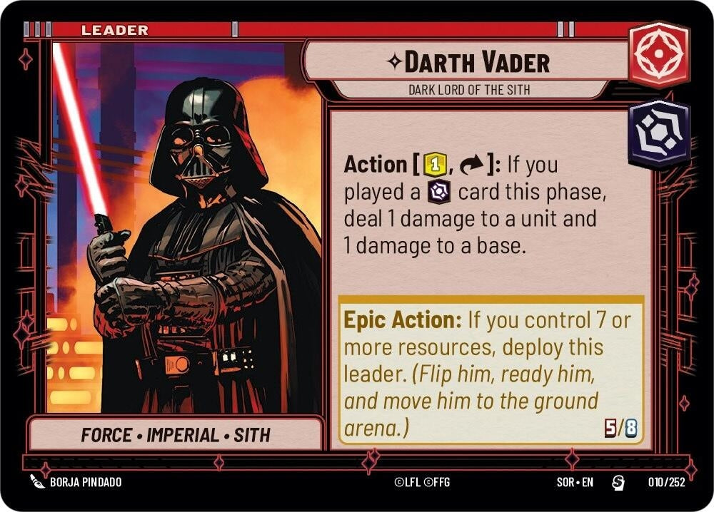 Image for Darth Vader - Dark Lord of the Sith (Spark of Rebellion) (010/252) - Star Wars: Unlimited