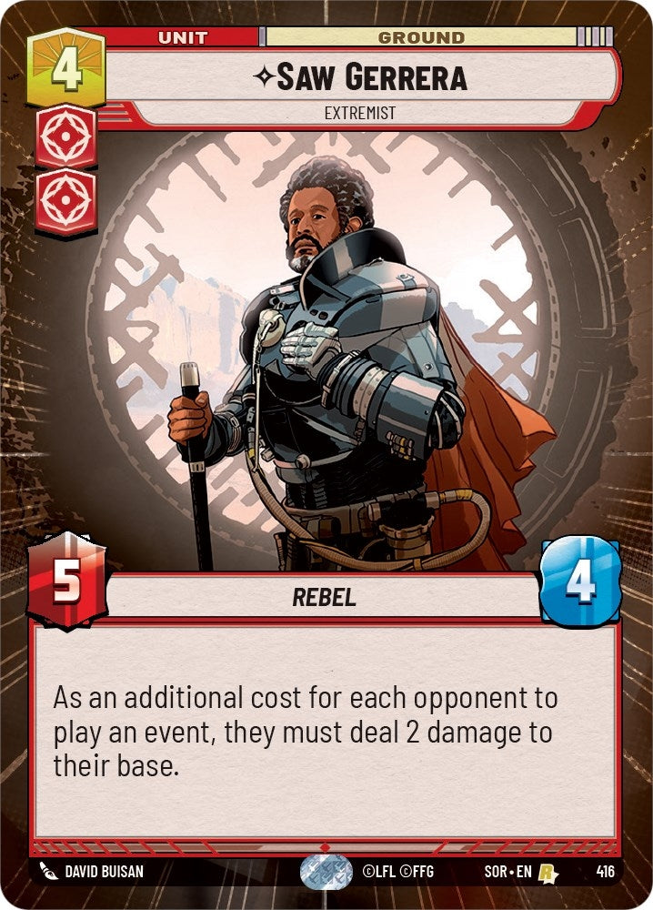 Image for Saw Gerrera - Extremist (Hyperspace) (Spark of Rebellion) (416) - Star Wars: Unlimited