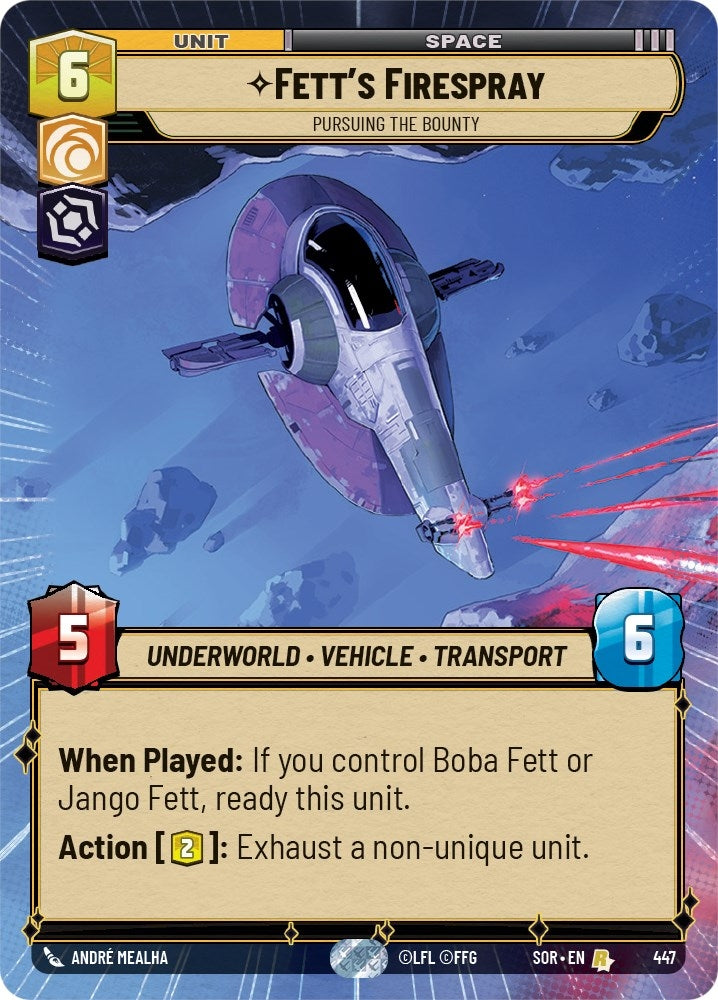 Image for Fett's Firespray - Pursuing the Bounty (Hyperspace) (Spark of Rebellion) (447) - Star Wars: Unlimited