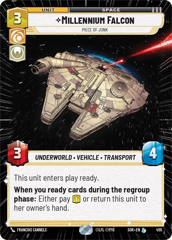 Image for Millennium Falcon - Piece of Junk (Hyperspace) (Spark of Rebellion) (455) - Star Wars: Unlimited