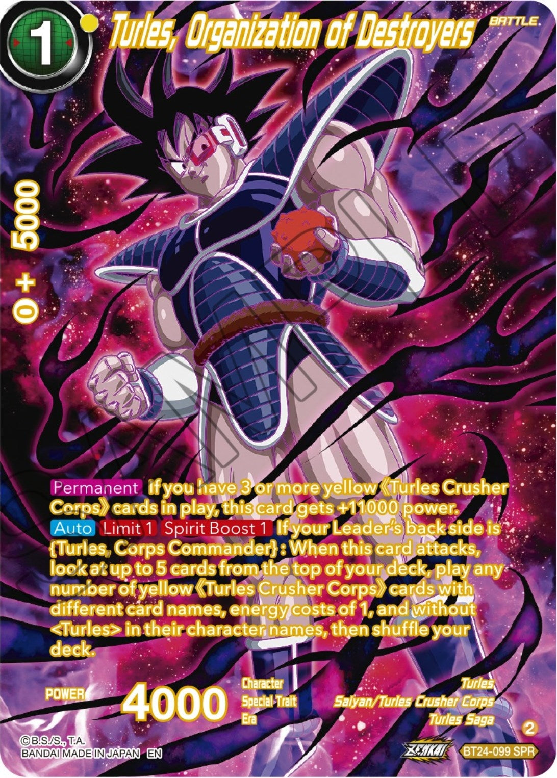 Image for Turles, Organization of Destroyers (SPR) (Beyond Generations) (BT24-099) - Dragon Ball Super: Masters