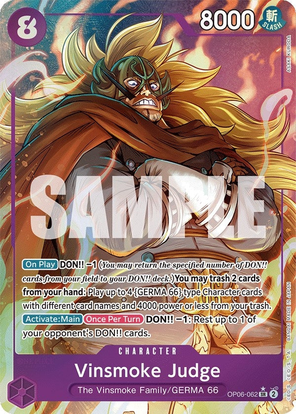 Image for Vinsmoke Judge (Alternate Art) (Wings of the Captain) (OP06-062) - One Piece Card Game