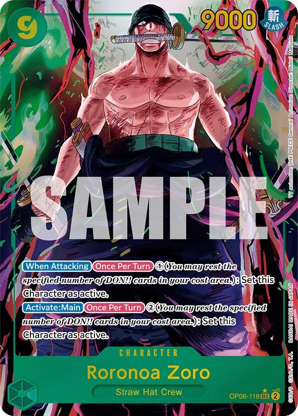 Image for Roronoa Zoro (Alternate Art) (Wings of the Captain) (OP06-118) - One Piece Card Game