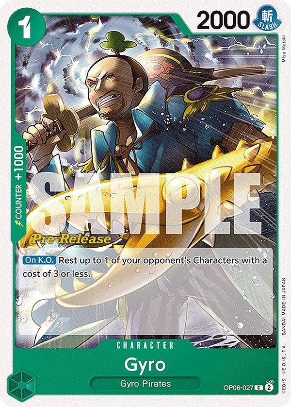 Image for Gyro (Wings of the Captain Pre-Release Cards) (OP06-027) - One Piece Card Game
