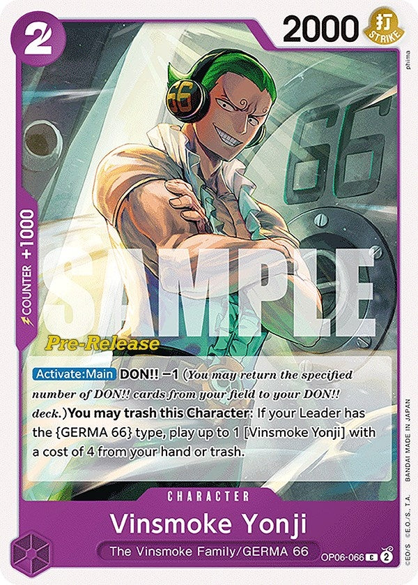 Image for Vinsmoke Yonji (066) (Wings of the Captain Pre-Release Cards) (OP06-066) - One Piece Card Game
