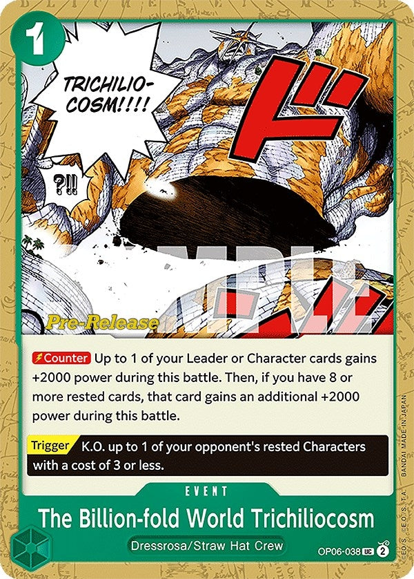 Image for The Billion-fold World Trichiliocosm (Wings of the Captain Pre-Release Cards) (OP06-038) - One Piece Card Game