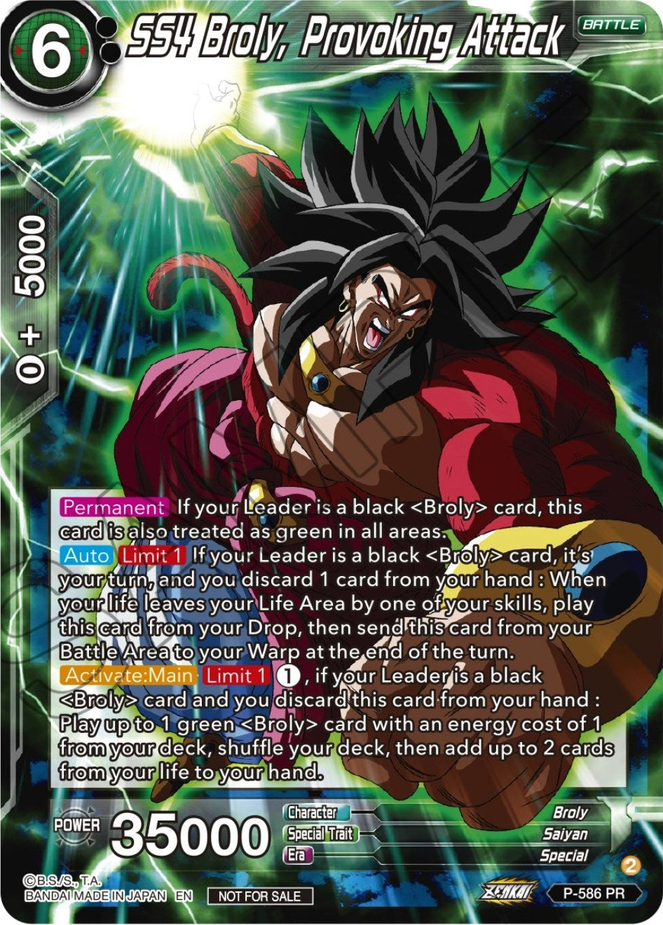 Image for SS4 Broly, Provoking Attack (Zenkai Series Tournament Pack Vol.7) (Tournament Promotion Cards) (P-586) - Dragon Ball Super: Masters