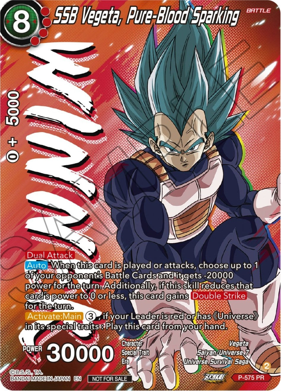 Image for SSB Vegeta, Pure-Blood Sparking (Zenkai Series Tournament Pack Vol.7) (Winner) (Tournament Promotion Cards) (P-575) - Dragon Ball Super: Masters