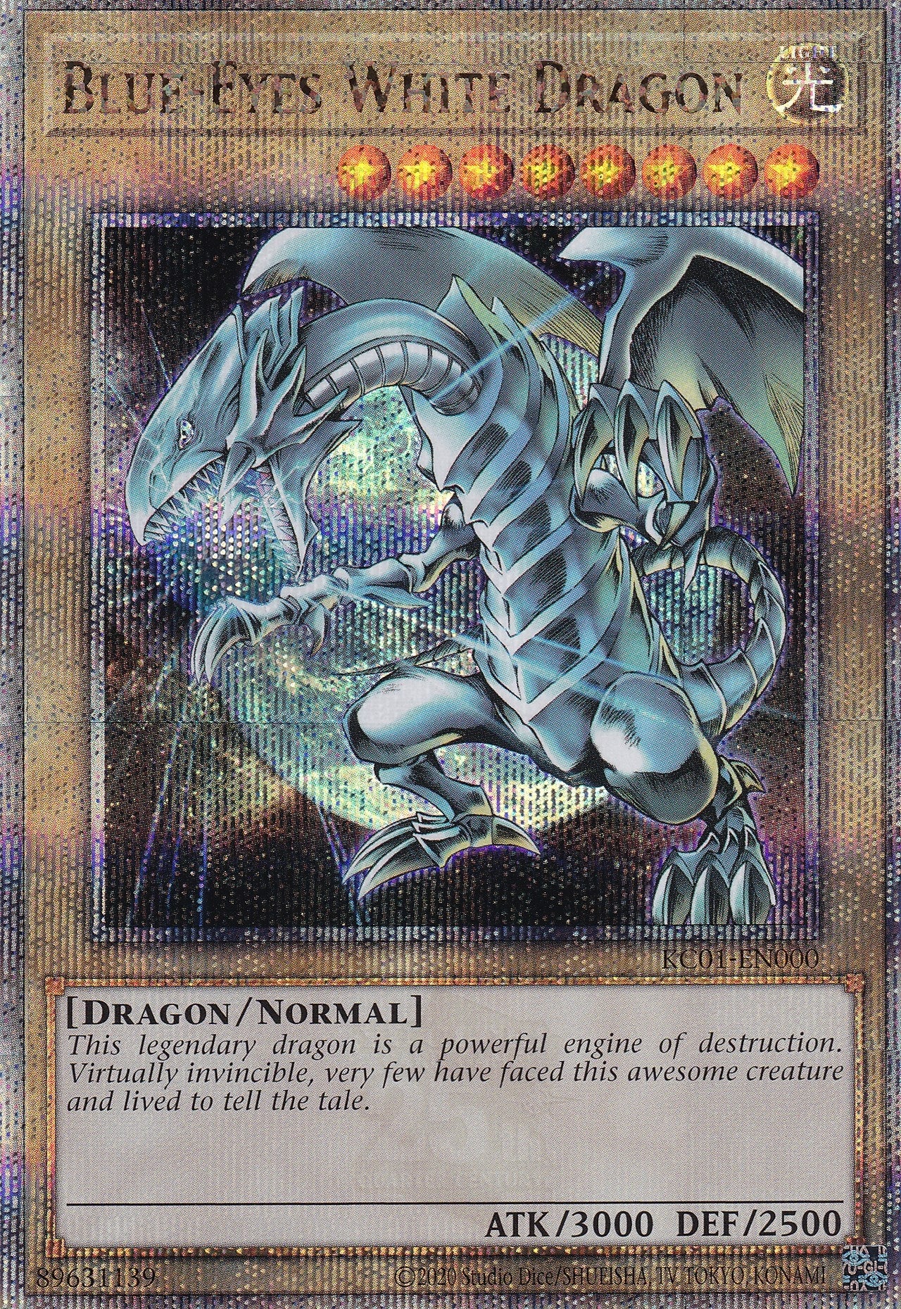 Image for Blue-Eyes White Dragon (Quarter Century Secret Rare) (25th Anniversary Ultimate Kaiba Set) (KC01-EN000) - YuGiOh