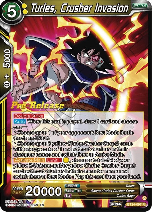 Image for Turles, Crusher Invasion (Beyond Generations Pre-Release Cards) (BT24-097) - Dragon Ball Super: Masters