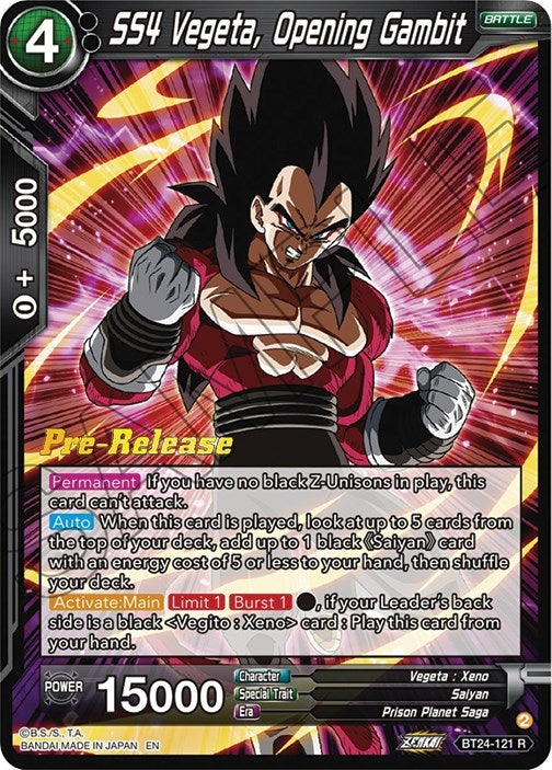 Image for SS4 Vegeta, Opening Gambit (Beyond Generations Pre-Release Cards) (BT24-121) - Dragon Ball Super: Masters