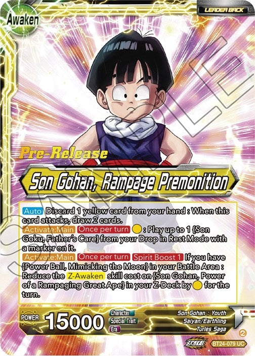 Image for Son Gohan // Son Gohan, Rampage Premonition (Beyond Generations Pre-Release Cards) (BT24-079) - Dragon Ball Super: Masters