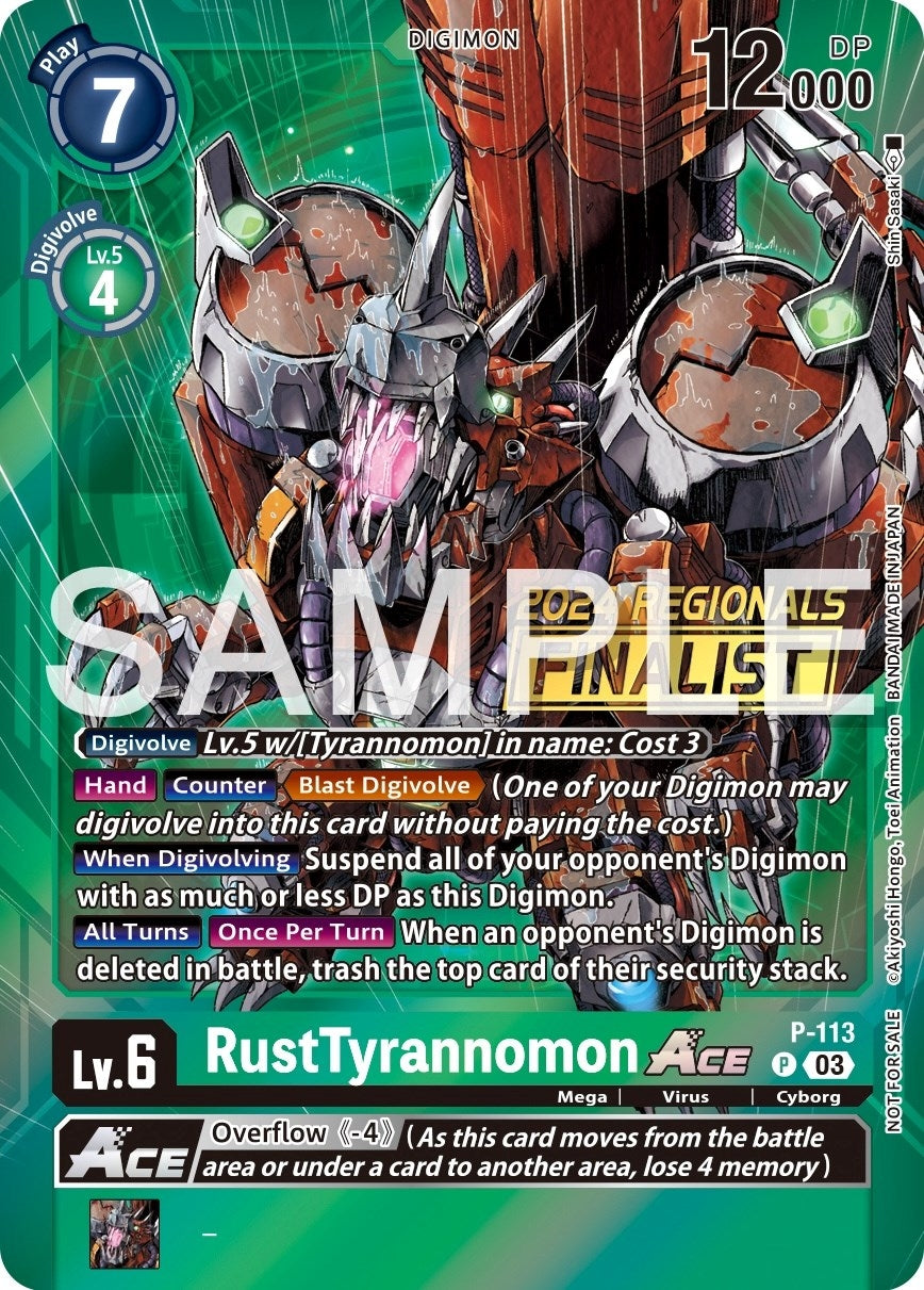 Image for RustTyrannomon ACE - P-113 (2024 Regionals Finalist) (D-PR) (P-113 P) - Digimon Card Game