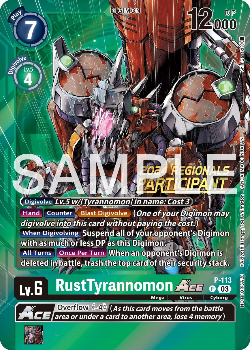 Image for RustTyrannomon ACE - P-113 (2024 Regionals Participant) (D-PR) (P-113 P) - Digimon Card Game