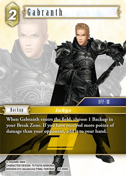 Image for Gabranth (Hidden Hope) (22-059C) - Final Fantasy TCG