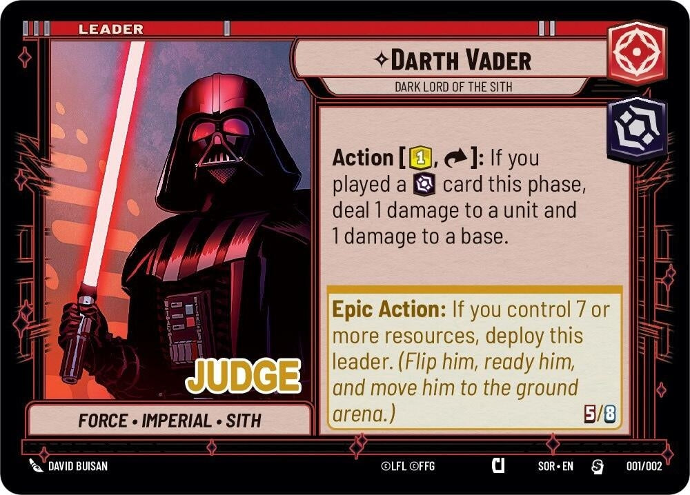 Image for Darth Vader - Dark Lord of the Sith (Judge Promos) (001/002) - Star Wars: Unlimited